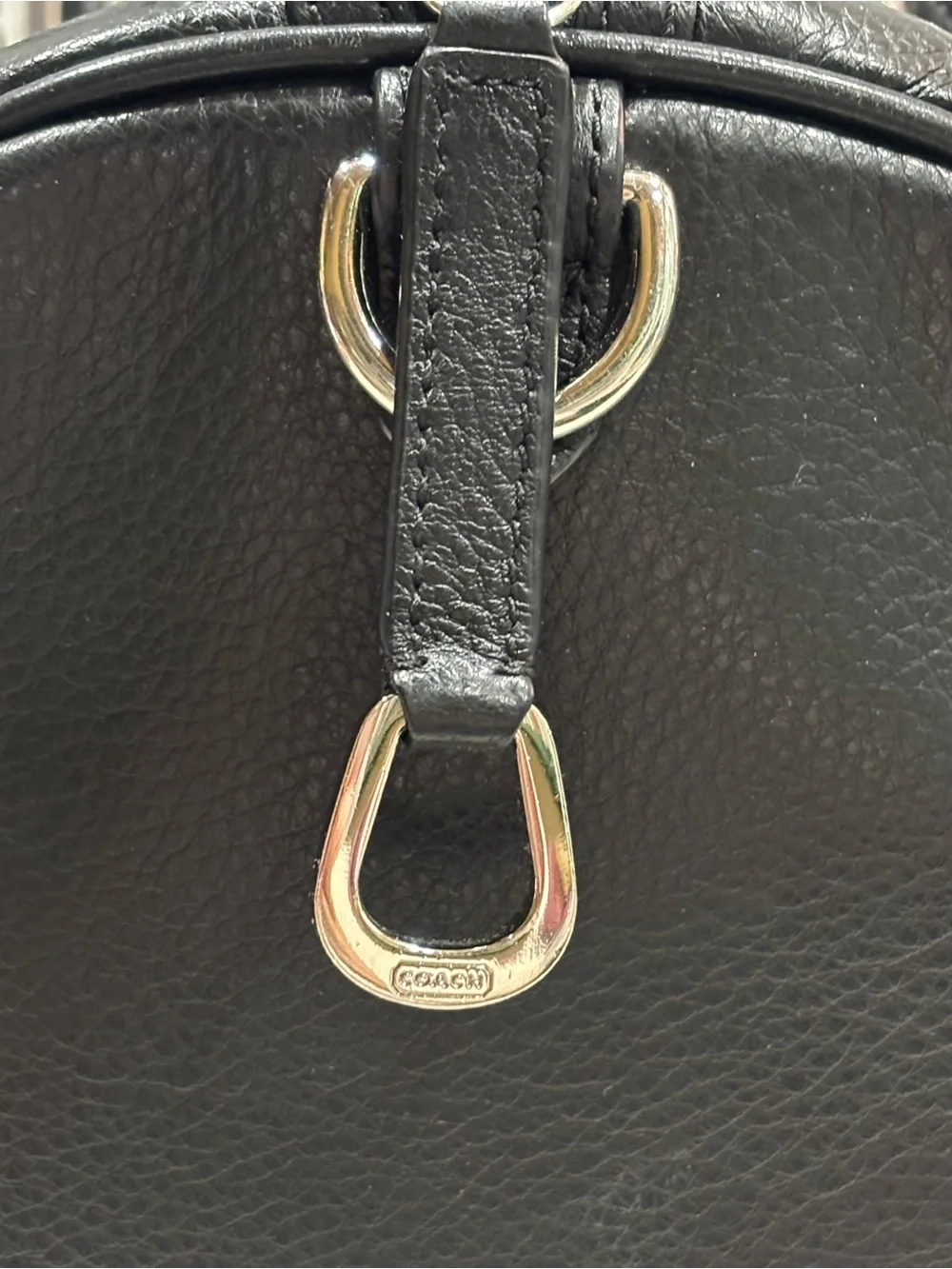 Vintage Coach Black Pebbled Leather Satchel with Tassel Charm